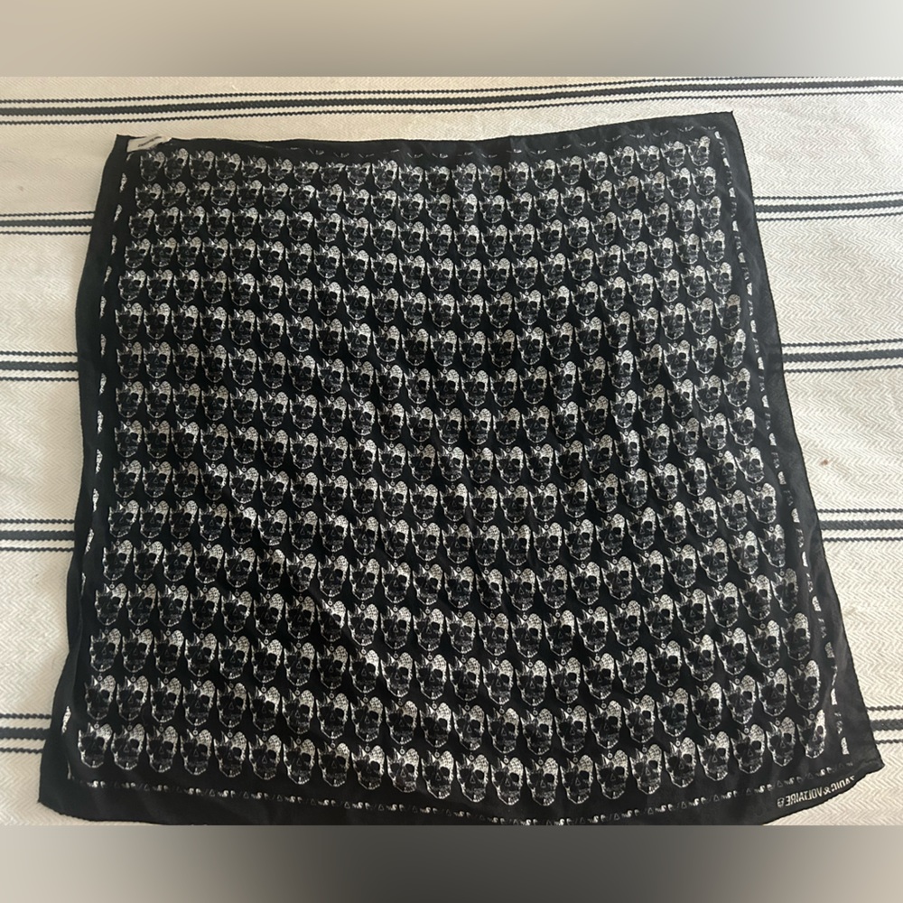 Rare Zadig and Voltaire silk skull scarf